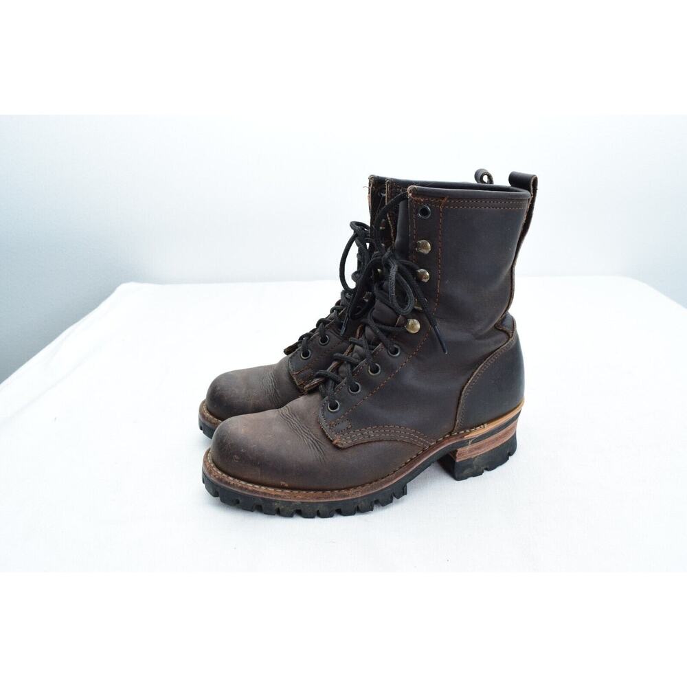 Frye Women's Logger Leather Work Boots Brown Womens 8 Packer Vibram USA